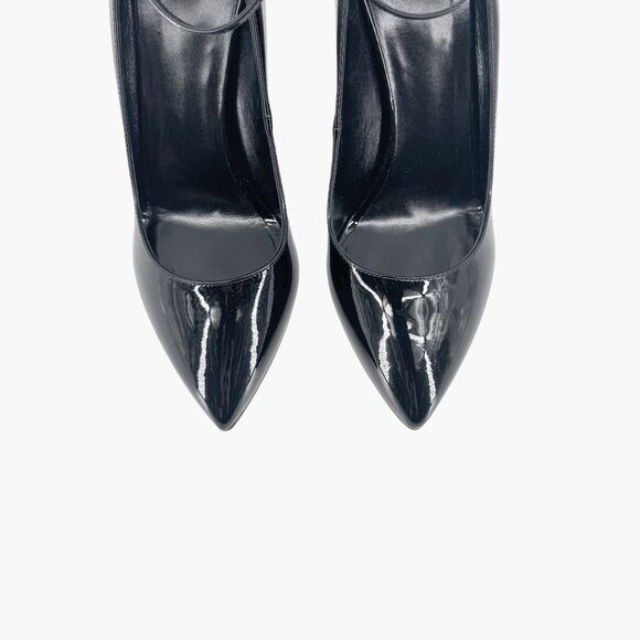 Valentino Garavani Ringstud Wedge Pumps Size 38.5 US 8.5 Pointed Black Patent - Picture 4 of 15